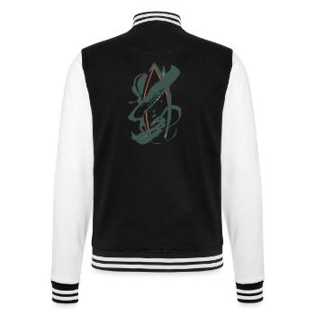 Abstraction Géométrique en Vert & Orange - Veste Teddy - noir/blanc - Dos - Marisol (170cm)
