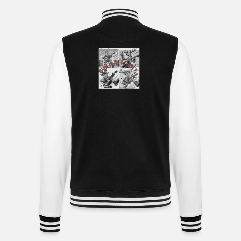 Rockender Hirsch Illustration - College-Sweatjacke - Schwarz/Weiß