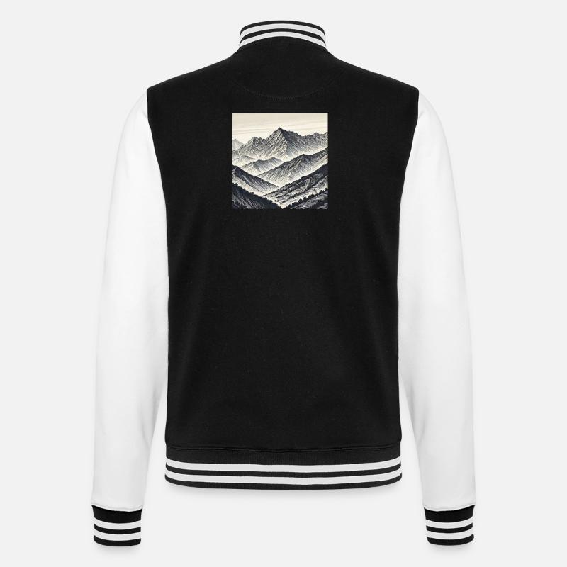 Linienberge der Schatten - College-Sweatjacke - Schwarz/Weiß