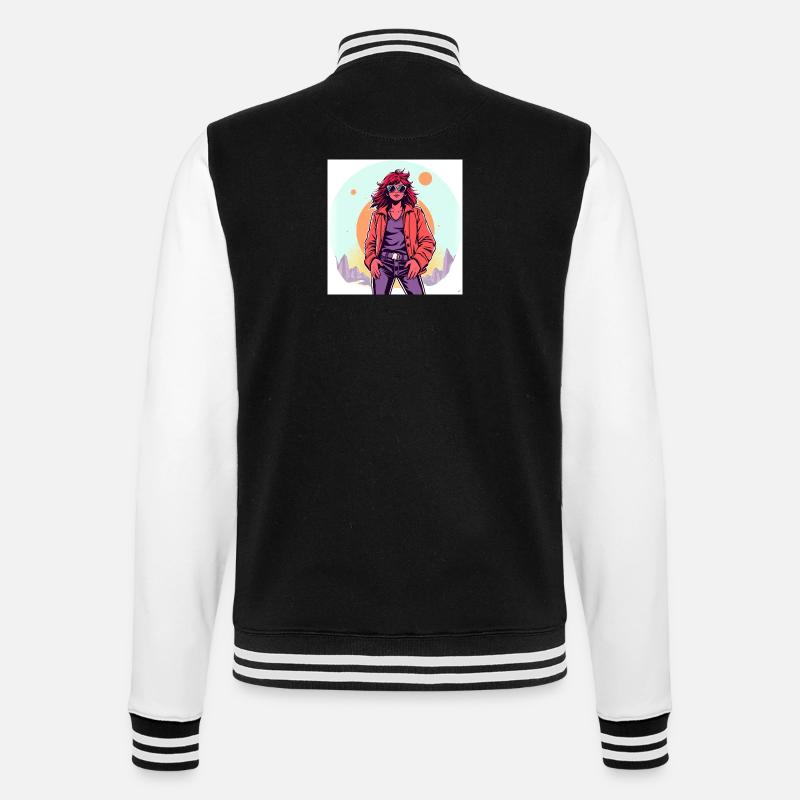 90‘s Style - College-Sweatjacke - Schwarz/Weiß