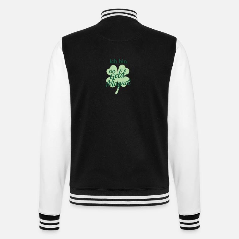 Ich bin ein Geld-Magnet 🍀 Affirmation - College-Sweatjacke - Schwarz/Weiß