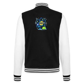 Sneaky Atom Vibes - Physik und Chemie Design - College-Sweatjacke - Schwarz/Weiß - Hinten - Marisol (170cm)
