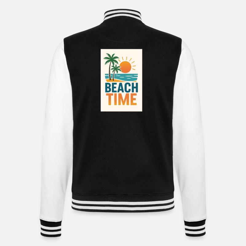 Beach Time - Palmen - College-Sweatjacke - Schwarz/Weiß