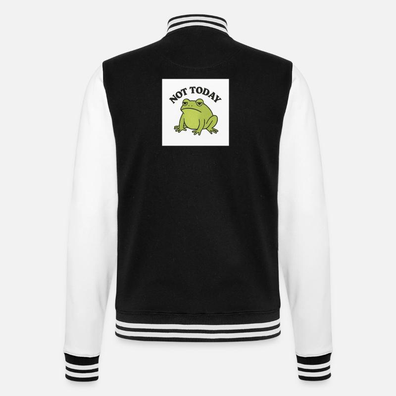 Lustiger Frosch mit Statement Text - College-Sweatjacke - Schwarz/Weiß