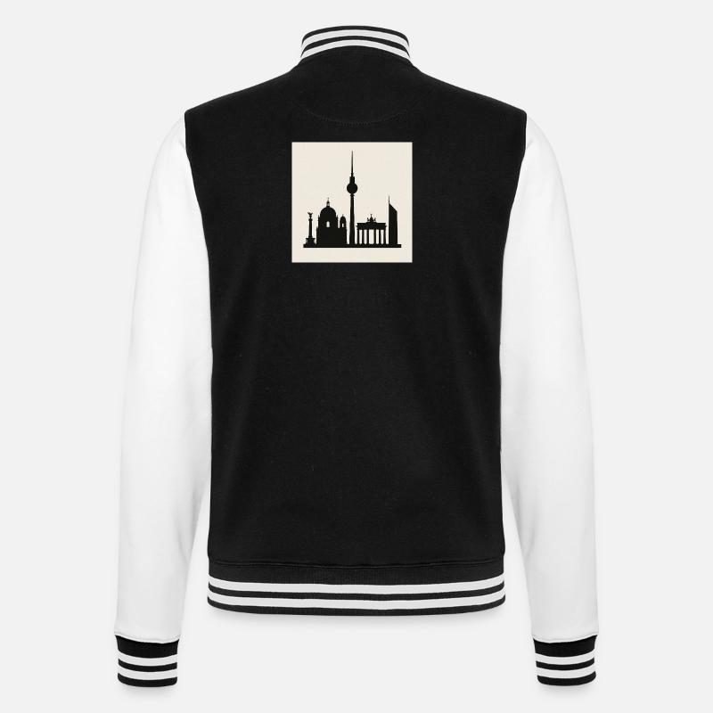 Berlin Skyline Silhouette - College Sweat Jacket - black/white