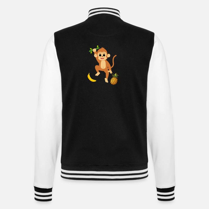 Player Monkey mit Ananas und Banane - College-Sweatjacke - Schwarz/Weiß