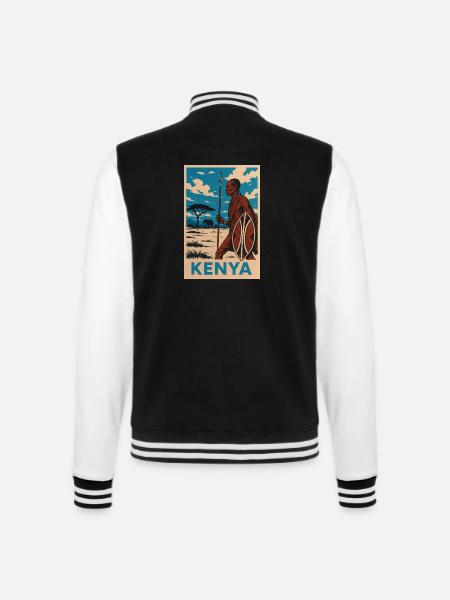 Kenya Maasai Warrior Nature Illustration - College-Sweatjacke - Schwarz/Weiß
