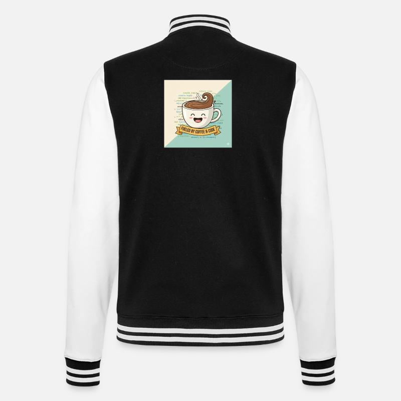 Happy Coffee Becher und Code - College-Sweatjacke - Schwarz/Weiß