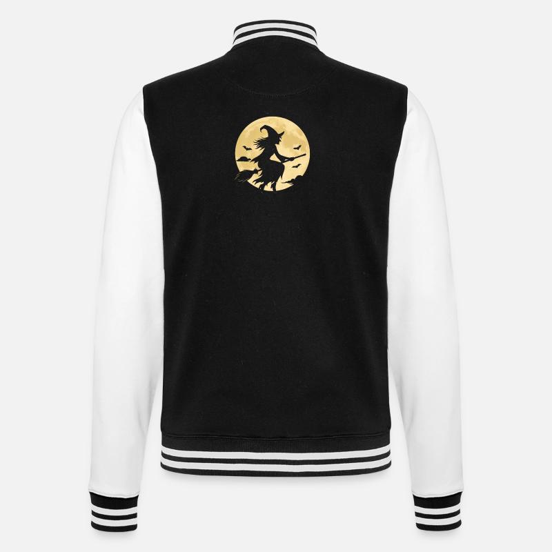 Moonlight Witch on Broom - College Sweat Jacket - black/white