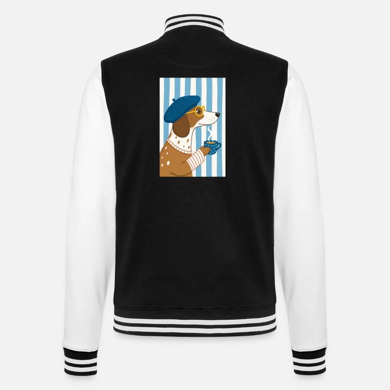 Chien chic café et béret - Veste Teddy - noir/blanc