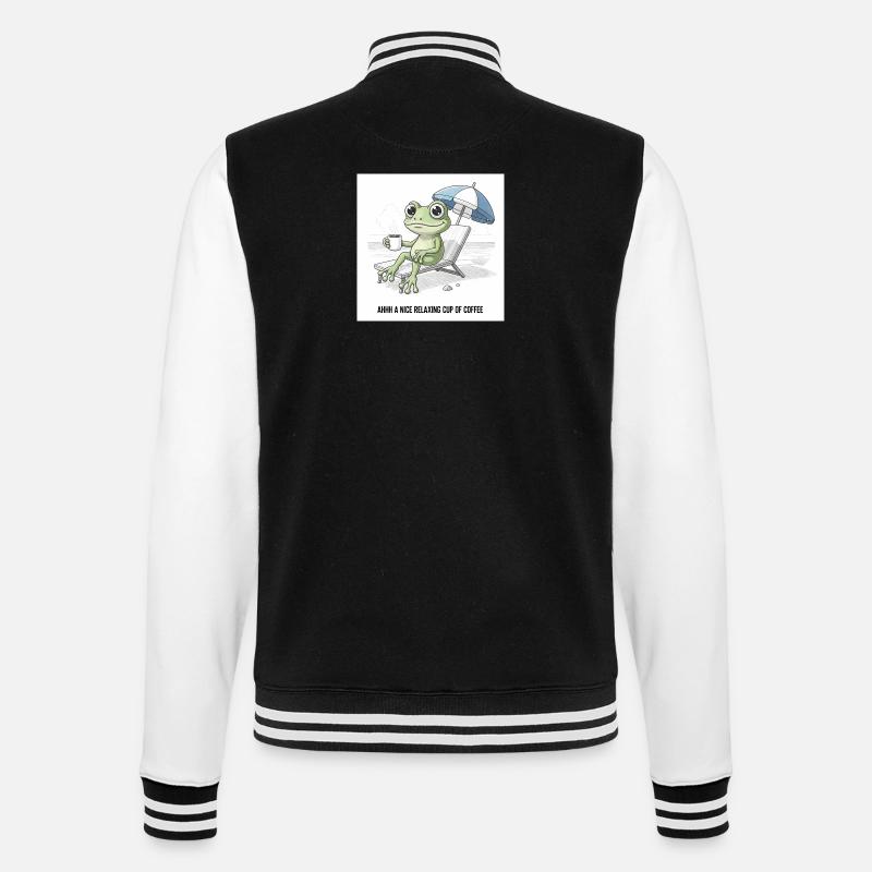 Frog Beach Coffee Chill - College Sweat Jacket - black/white