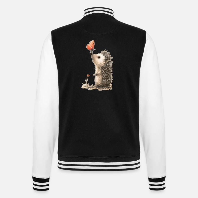 Hérisson et papillon - Veste Teddy - noir/blanc