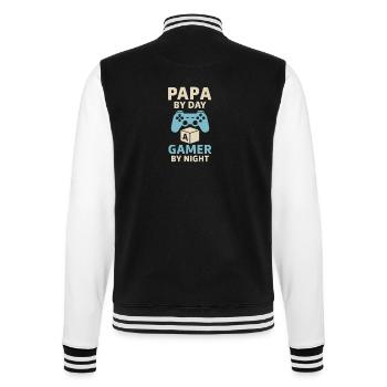 Papa by Day, Gamer by Night - College Sweat Jacket - black/white - Back - Marisol (170cm)