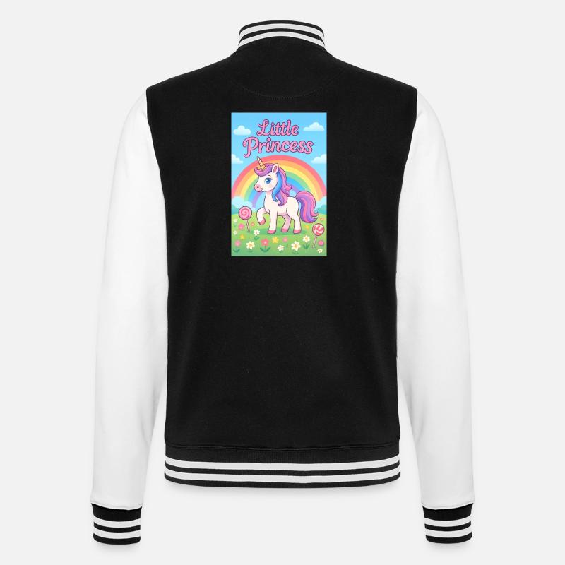 Kleines Regenbogen-Einhorn - College-Sweatjacke - Schwarz/Weiß