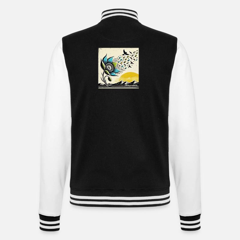 Vogelzug - College-Sweatjacke - Schwarz/Weiß