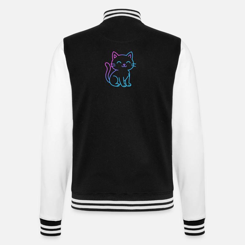 Neon gradient cat buddy - College Sweat Jacket - black/white