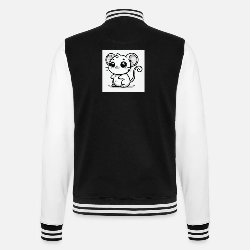 Kawaii Mouse Black White - College Sweat Jacket - black/white
