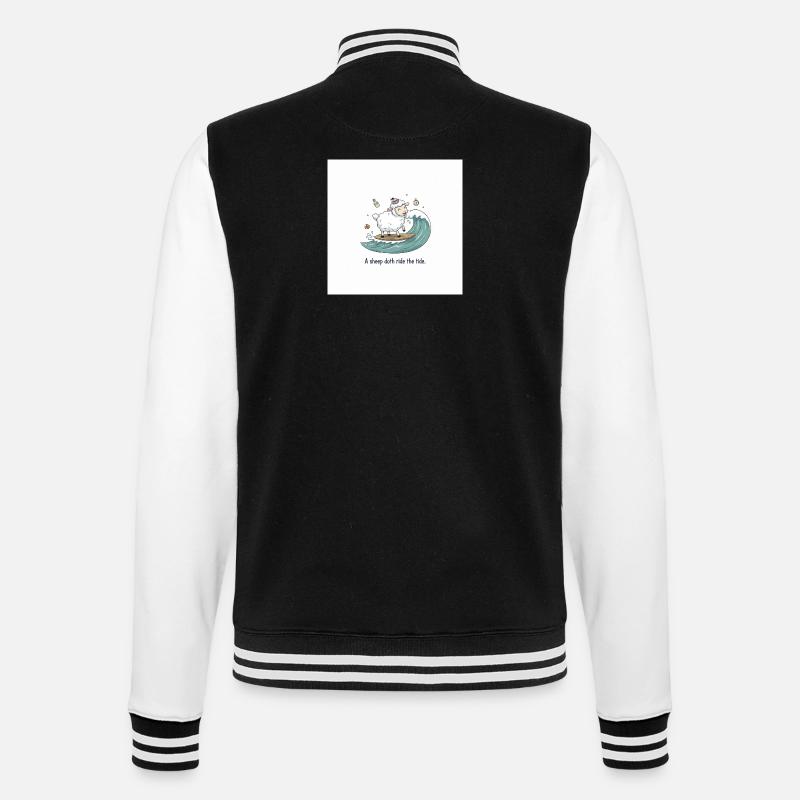 Surfende Schafe - College-Sweatjacke - Schwarz/Weiß
