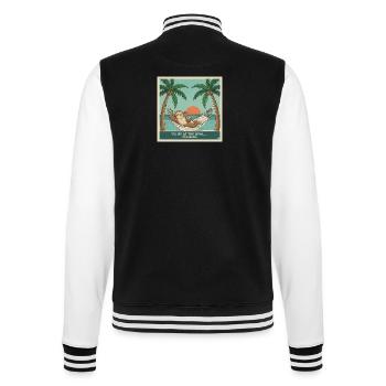 Hammock Sloth, Sunset,Gym Tomorrow - College Sweat Jacket - black/white - Back - Marisol (170cm)