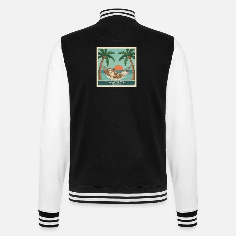 Hammock Sloth, Sunset,Gym Tomorrow - College Sweat Jacket - black/white