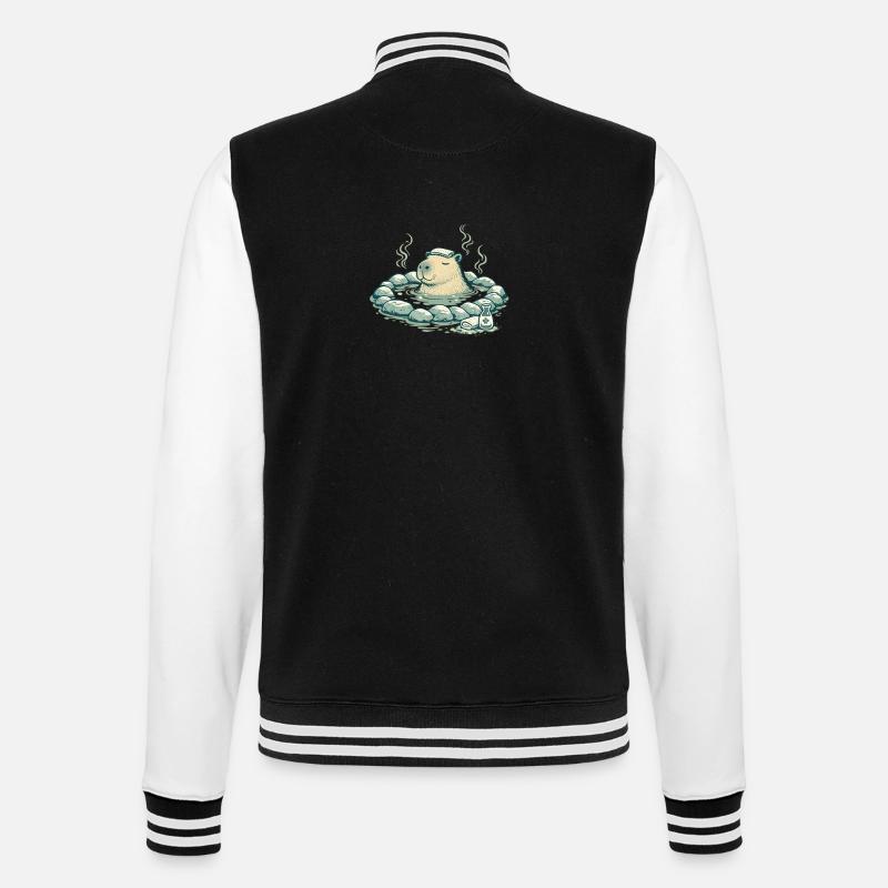 Capybara dans le bain de source - Veste Teddy - noir/blanc