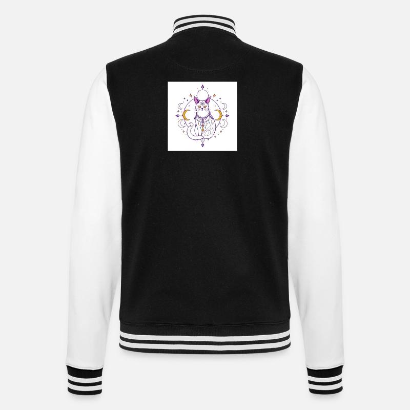 mystical-cat-moon-celestial-A - College Sweat Jacket - black/white