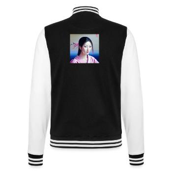 Silent Blossom – Aesthetic Art Design - College-Sweatjacke - Schwarz/Weiß - Hinten - Marisol (170cm)