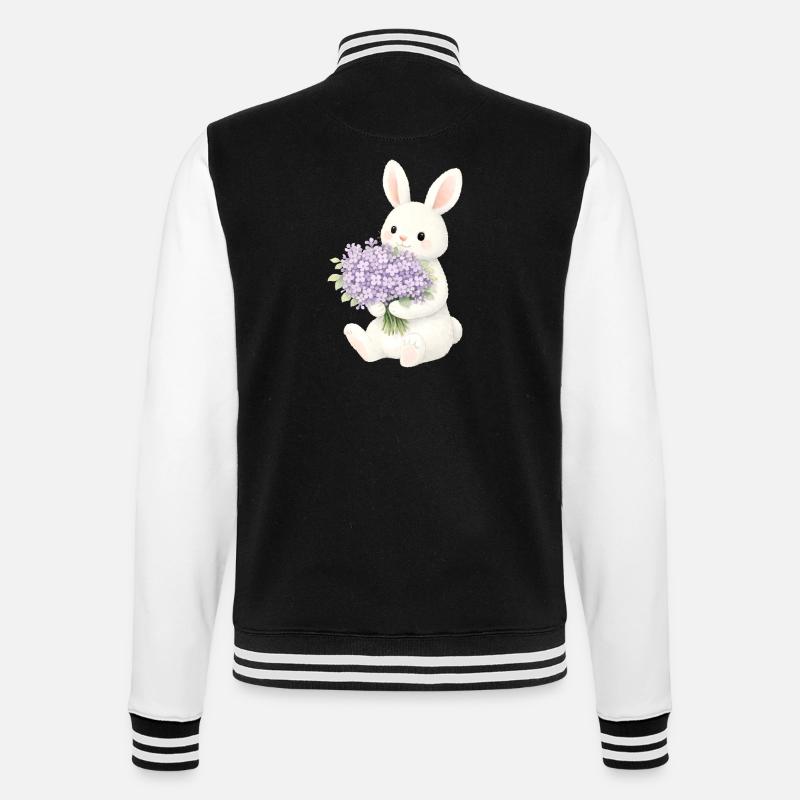 Lapin avec illustration lilas - Veste Teddy - noir/blanc