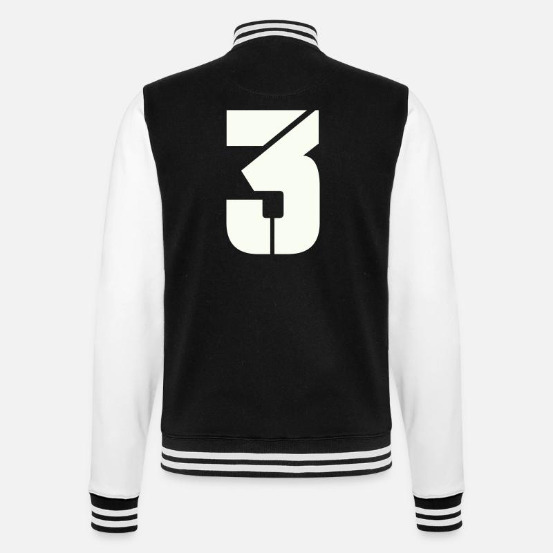 3 - College-Sweatjacke - Schwarz/Weiß