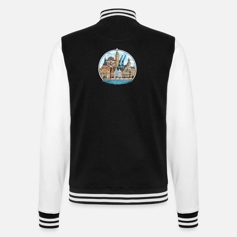 Rostocker Stadtansichtssache - College-Sweatjacke - Schwarz/Weiß