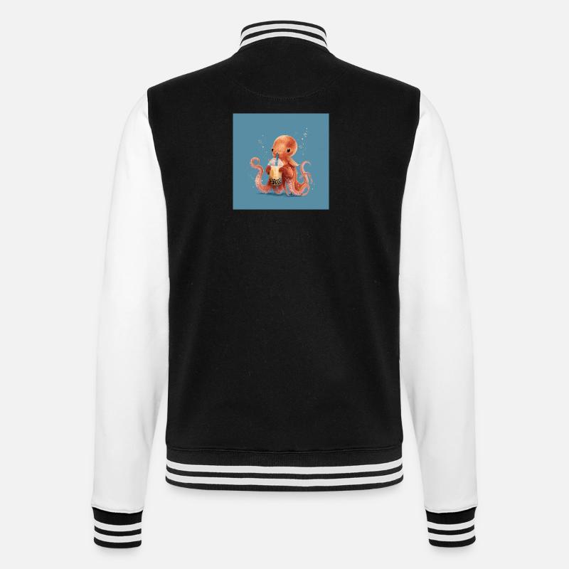 Dumbo octopus and its bubble tea - College Sweat Jacket - black/white