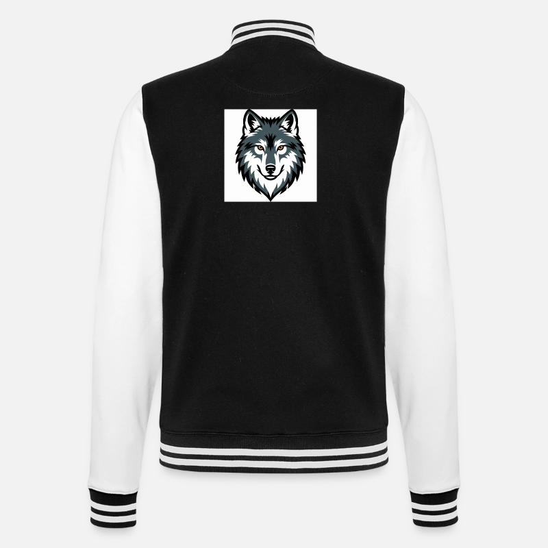 Wolf Graphic Emblem - College Sweat Jacket - black/white