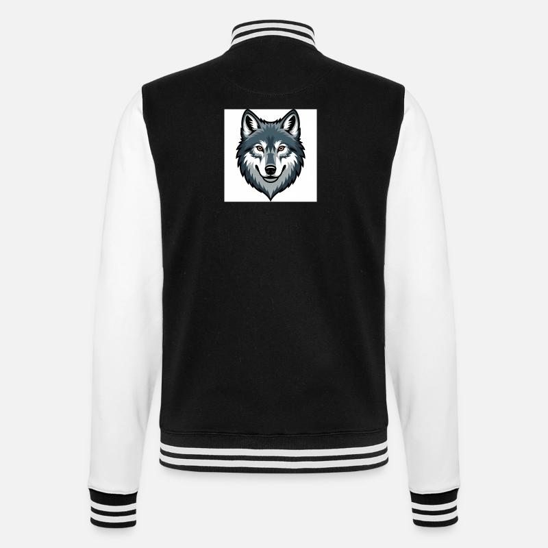 Wolf Head – illustration stylisée - Veste Teddy - noir/blanc