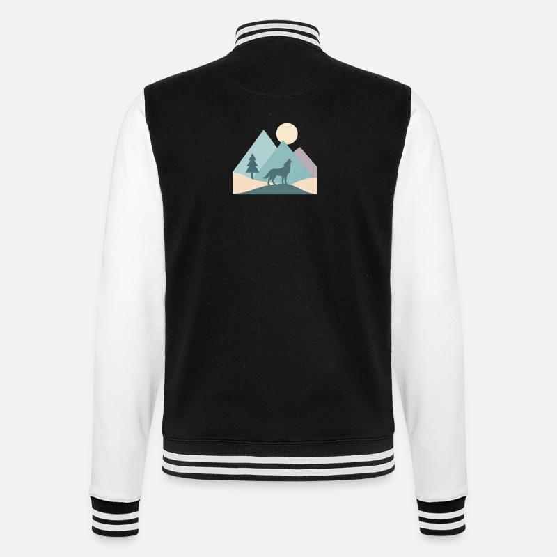Wolf - College-Sweatjacke - Schwarz/Weiß