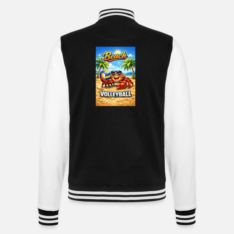 Beach Crab Volleyball Summer Design - College Sweat Jacket - black/white