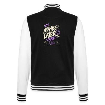 Maybe Later – No Rush No Stress No Problem - College Sweat Jacket - black/white - Back - Marisol (170cm)