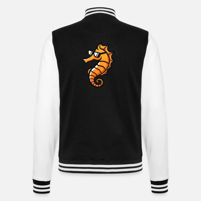 Seepferd Cool Comic - College-Sweatjacke - Schwarz/Weiß