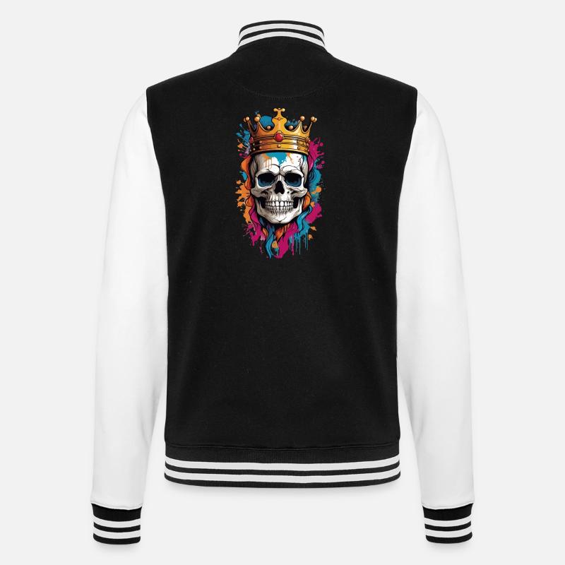 Crâne avec Couronne Graffiti - Veste Teddy - noir/blanc