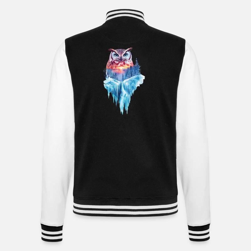 Eule - College-Sweatjacke - Schwarz/Weiß