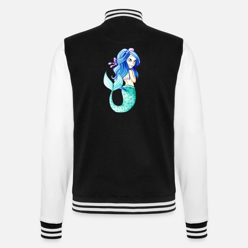 Sirène de jolie bande dessinée - Veste Teddy - noir/blanc