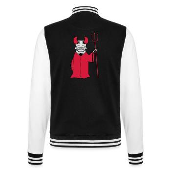 Mr underworld coat Trident evil Satan grin - College Sweat Jacket - black/white - Back - Marisol (170cm)