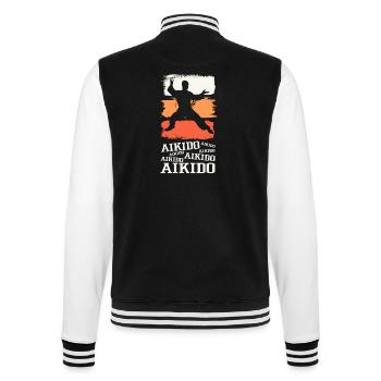 Aikido Kampfsport Kampfkunst Kämpfer Vintage Retro - College-Sweatjacke - Schwarz/Weiß - Hinten - Marisol (170cm)