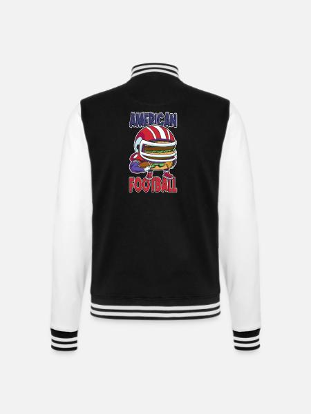 American Football Burger Spieler Cartoon Fan - College-Sweatjacke - Schwarz/Weiß