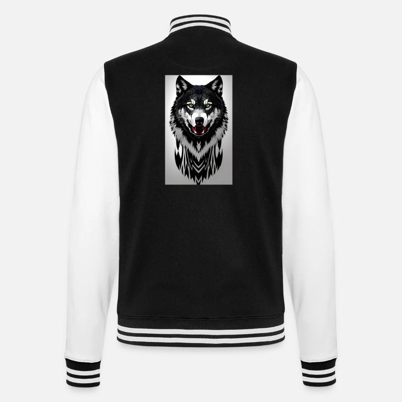 Wolf - College-Sweatjacke - Schwarz/Weiß