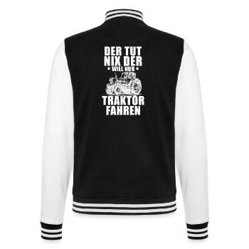 Landwirt Bauer Farmer - College-Sweatjacke - Schwarz/Weiß - Hinten - Marisol (170cm)