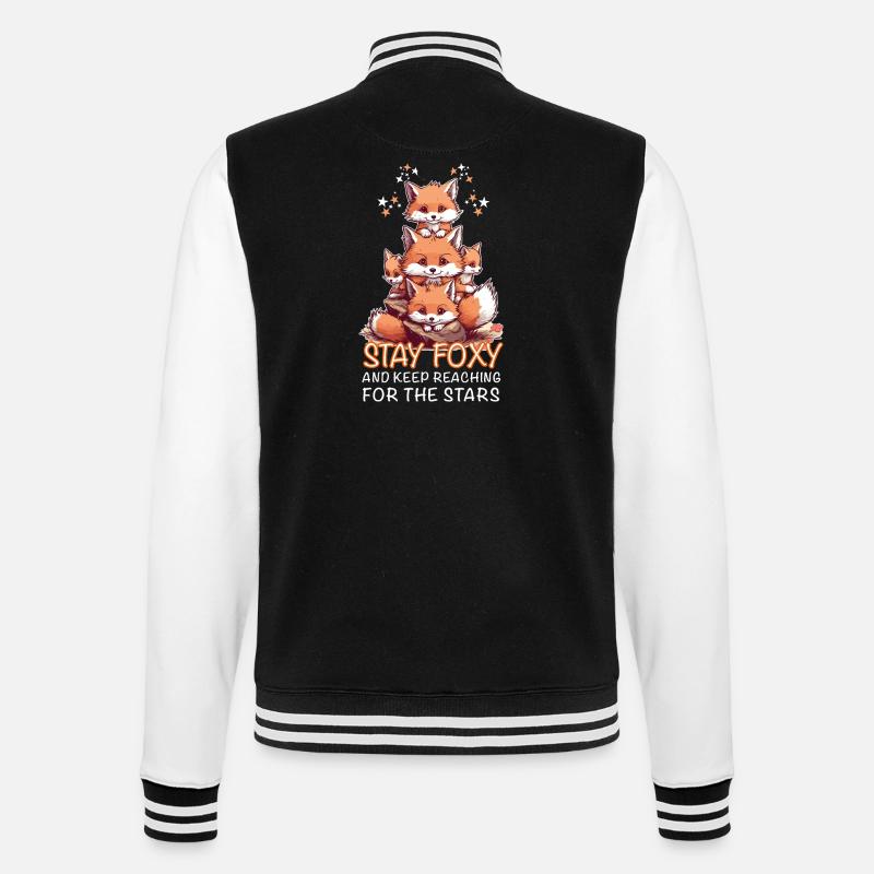 Cute Foxes Stay Foxy - College Sweat Jacket - black/white