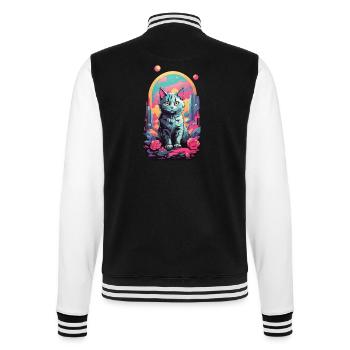Magische Pastell Goth Katze mit Rosen Design - College-Sweatjacke - Schwarz/Weiß - Hinten - Marisol (170cm)