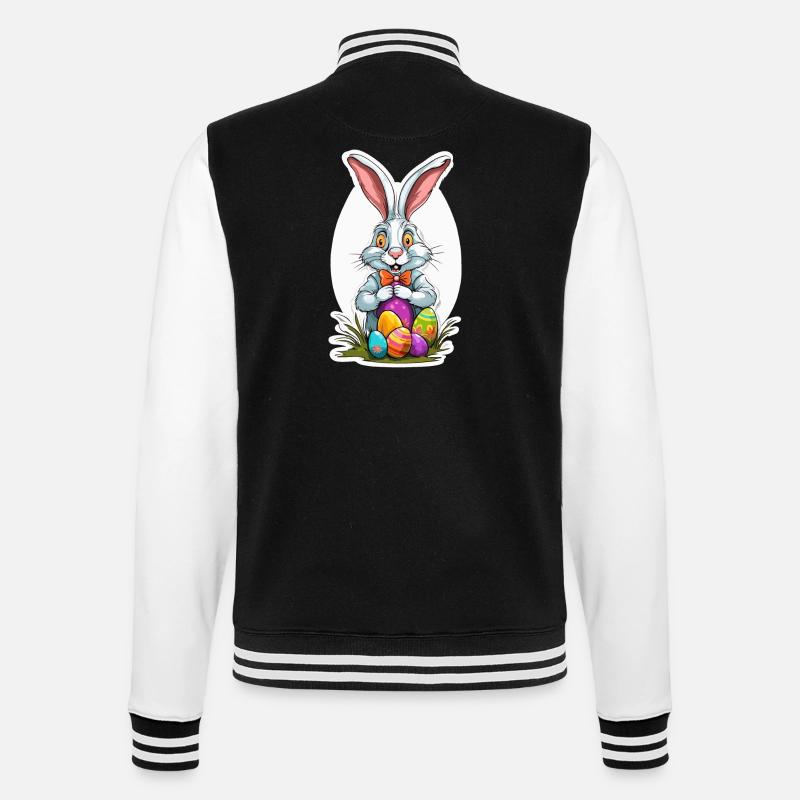 Osterhase / Ostern / Eier / Feiertage / Osterfest - College-Sweatjacke - Schwarz/Weiß