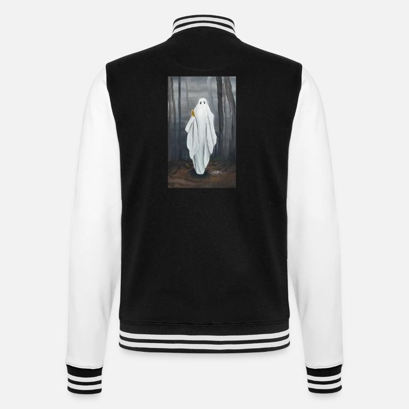 Gespenst mit Blümchen - College-Sweatjacke - Schwarz/Weiß