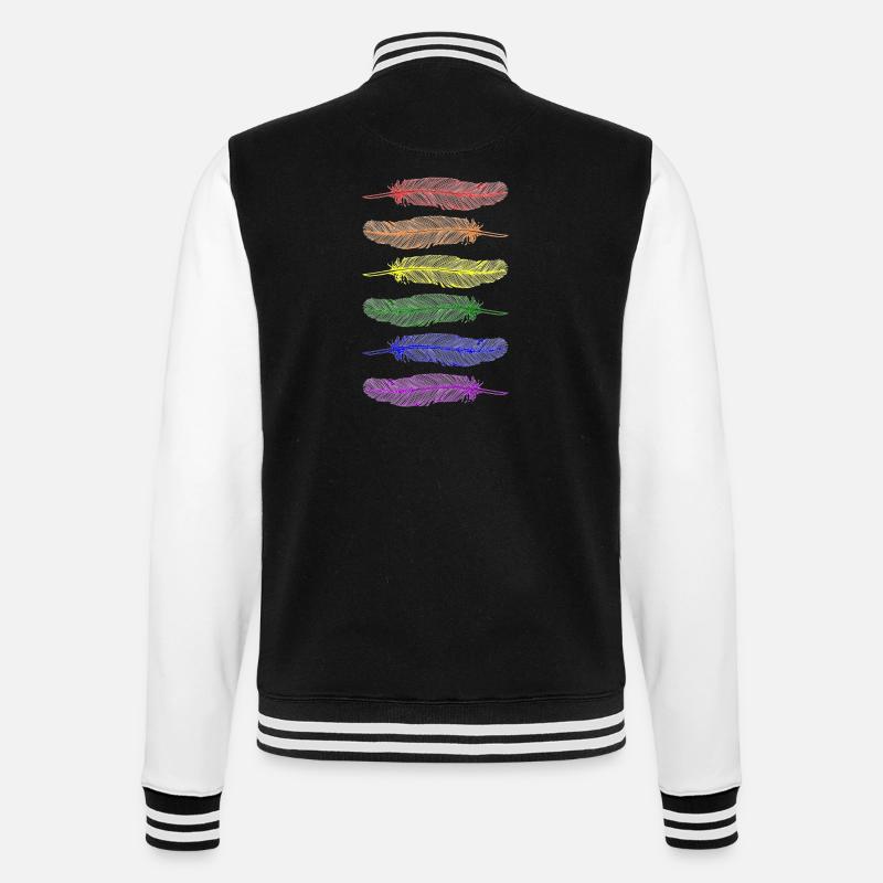 Federn Regenbogen - College-Sweatjacke - Schwarz/Weiß